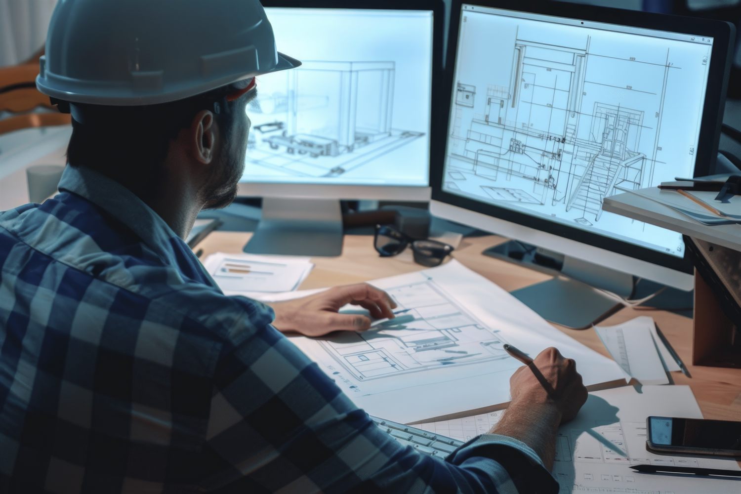 Ingeniero analizando datos del proyecto
